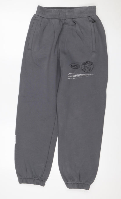 Mercier Men’s Grey S Jogger Sweatpants Cotton Blend Zip Pockets