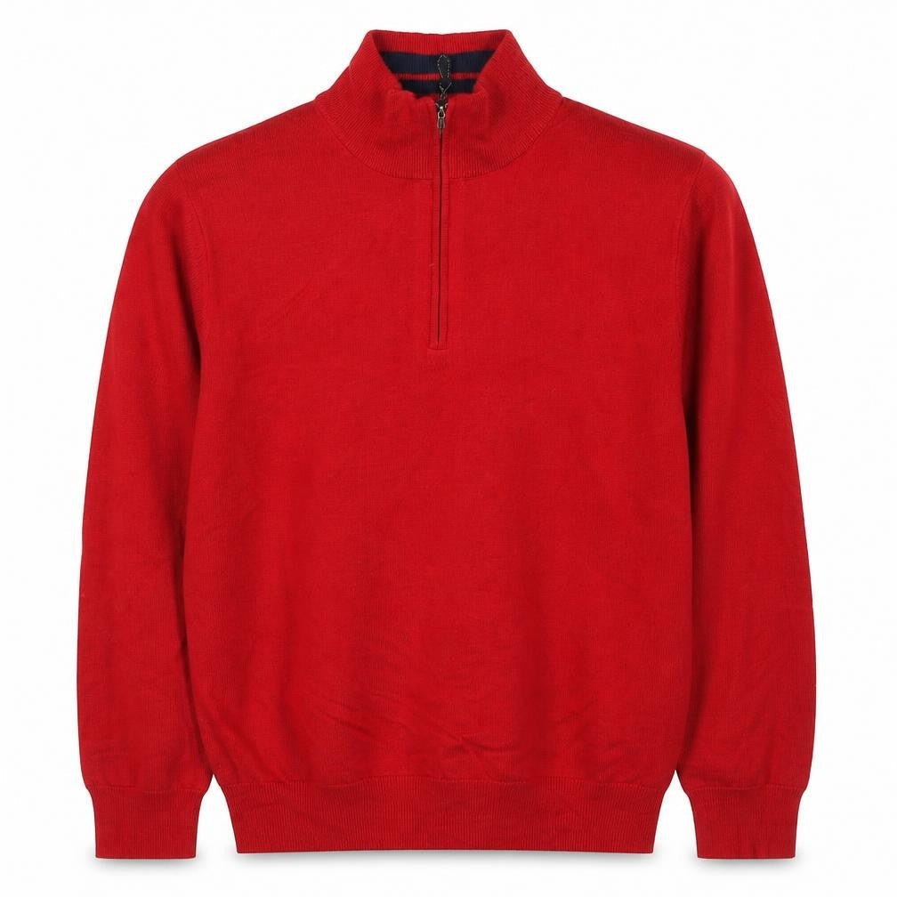 Cutter & Buck Men’s Red M 1/4 Zip High Neck Cotton Blend Jumper
