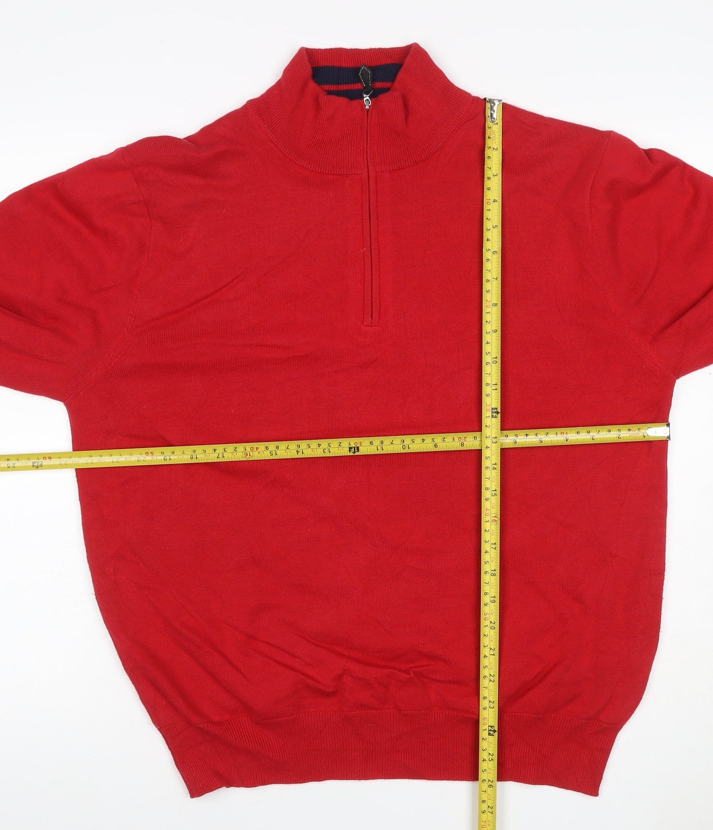Cutter & Buck Men’s Red M 1/4 Zip High Neck Cotton Blend Jumper