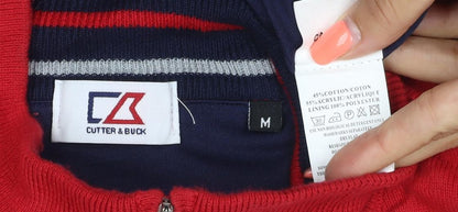 Cutter & Buck Men’s Red M 1/4 Zip High Neck Cotton Blend Jumper