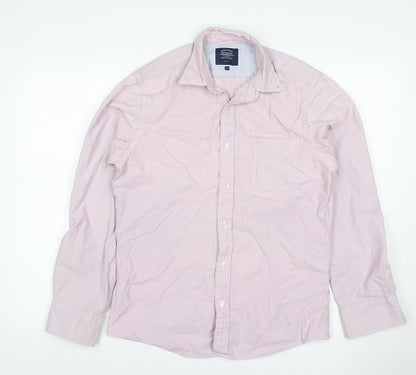 Charles Tyrwhitt Men Pink Stripe Slim Fit Cotton Shirt Size S