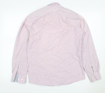 Charles Tyrwhitt Men Pink Stripe Slim Fit Cotton Shirt Size S