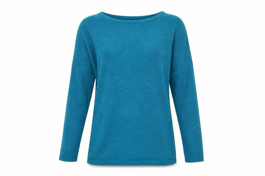 First Avenue Women’s Blue S V-Neck 3/4 Sleeve Knit Tunic Jumper