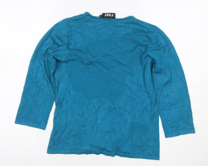 First Avenue Women’s Blue S V-Neck 3/4 Sleeve Knit Tunic Jumper