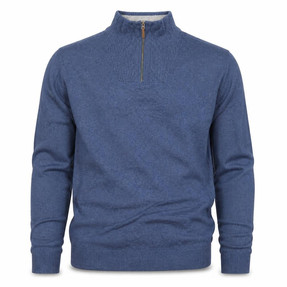 Fat Face Men’s Blue M 1/4 Zip High Neck Cotton Knit Jumper