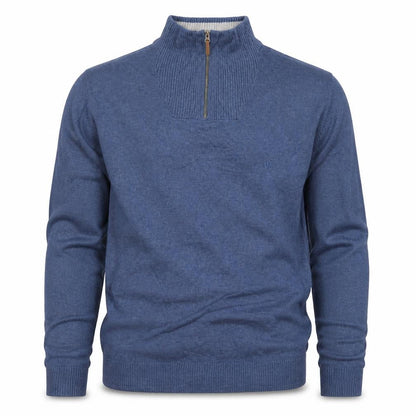 Fat Face Men’s Blue M 1/4 Zip High Neck Cotton Knit Jumper