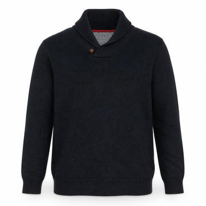 Blue Harbour Men Black XL Shawl Collar Cable Knit Cotton Jumper