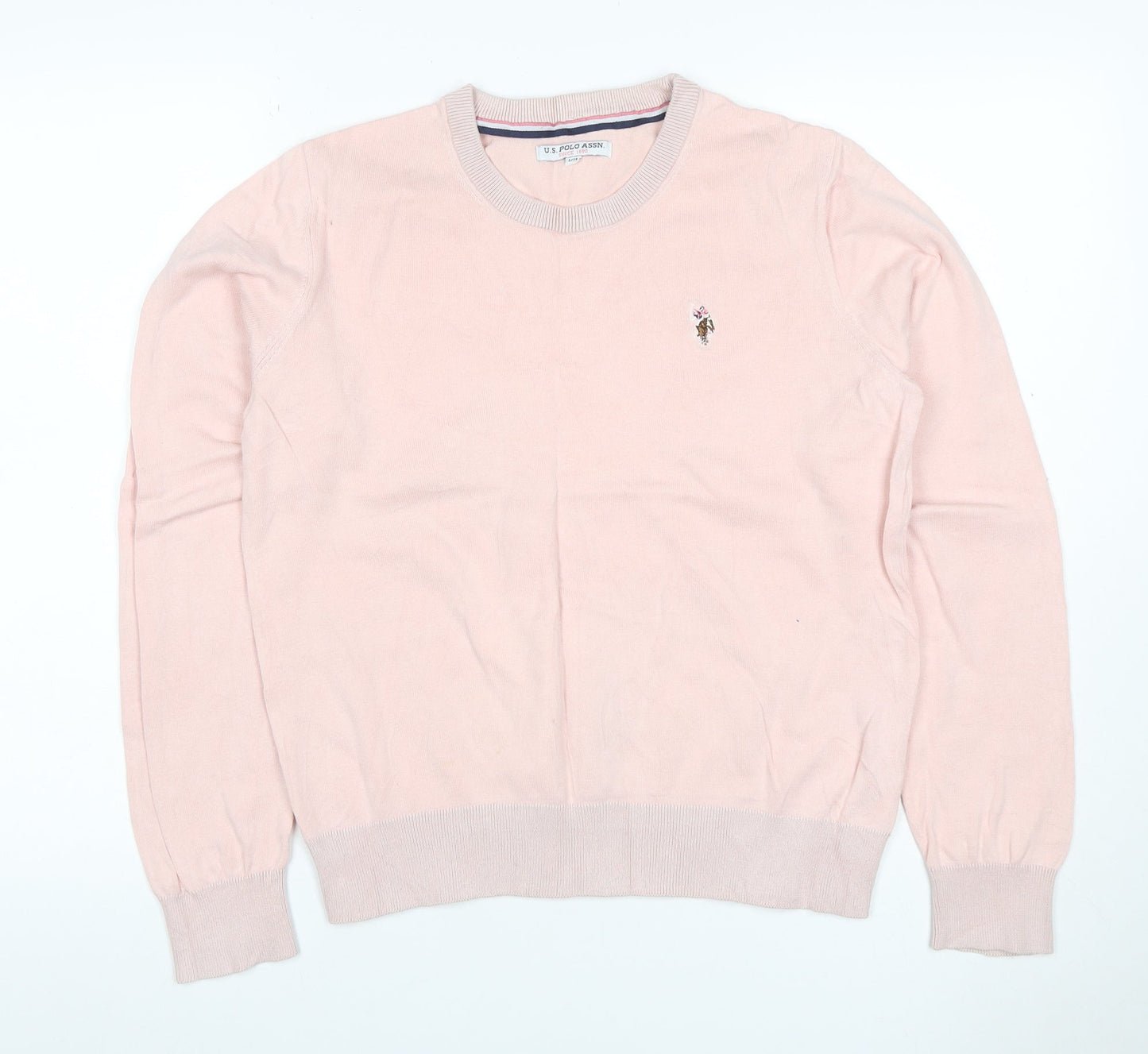 U.S. Polo Assn. Women’s Pink Cotton Logo Knit Jumper UK 14