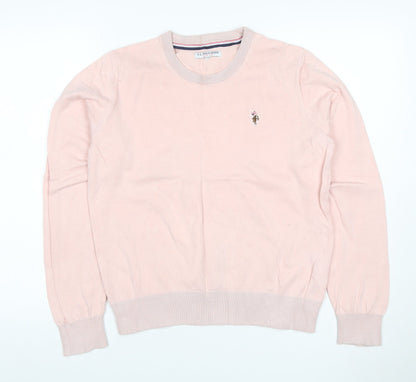 U.S. Polo Assn. Women’s Pink Cotton Logo Knit Jumper UK 14