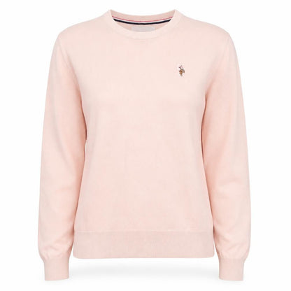 U.S. Polo Assn. Women’s Pink Cotton Logo Knit Jumper UK 14