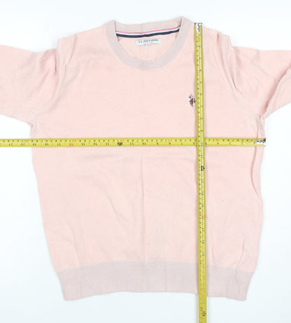 U.S. Polo Assn. Women’s Pink Cotton Logo Knit Jumper UK 14