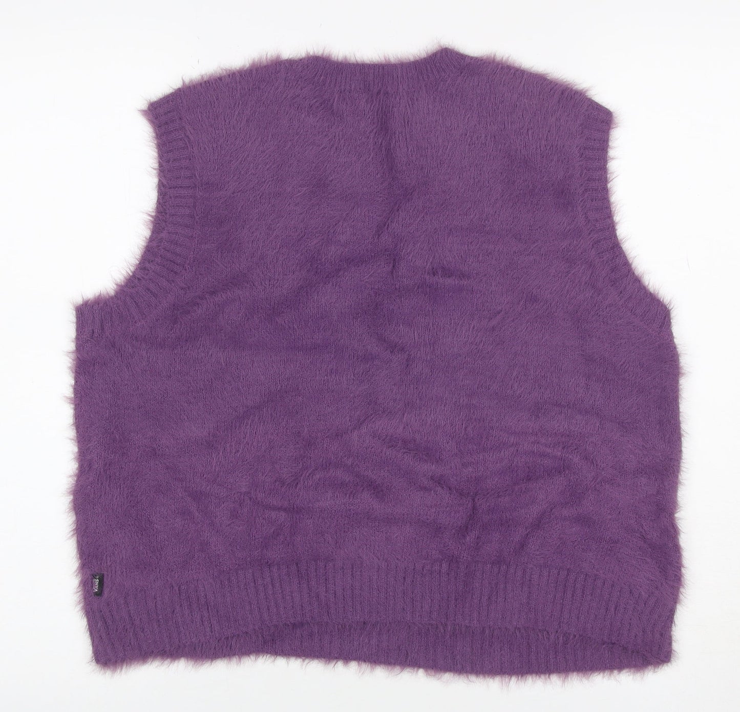 Vans Women’s Purple XS V-Neck Sleeveless Fuzzy Knit Jumper Vest