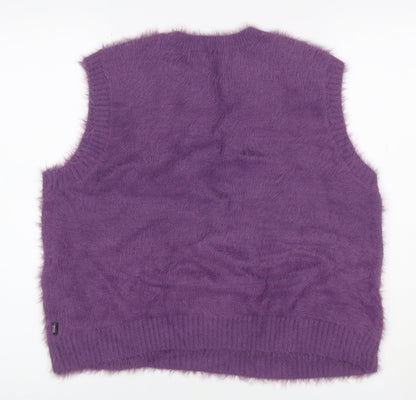 Vans Women’s Purple XS V-Neck Sleeveless Fuzzy Knit Jumper Vest
