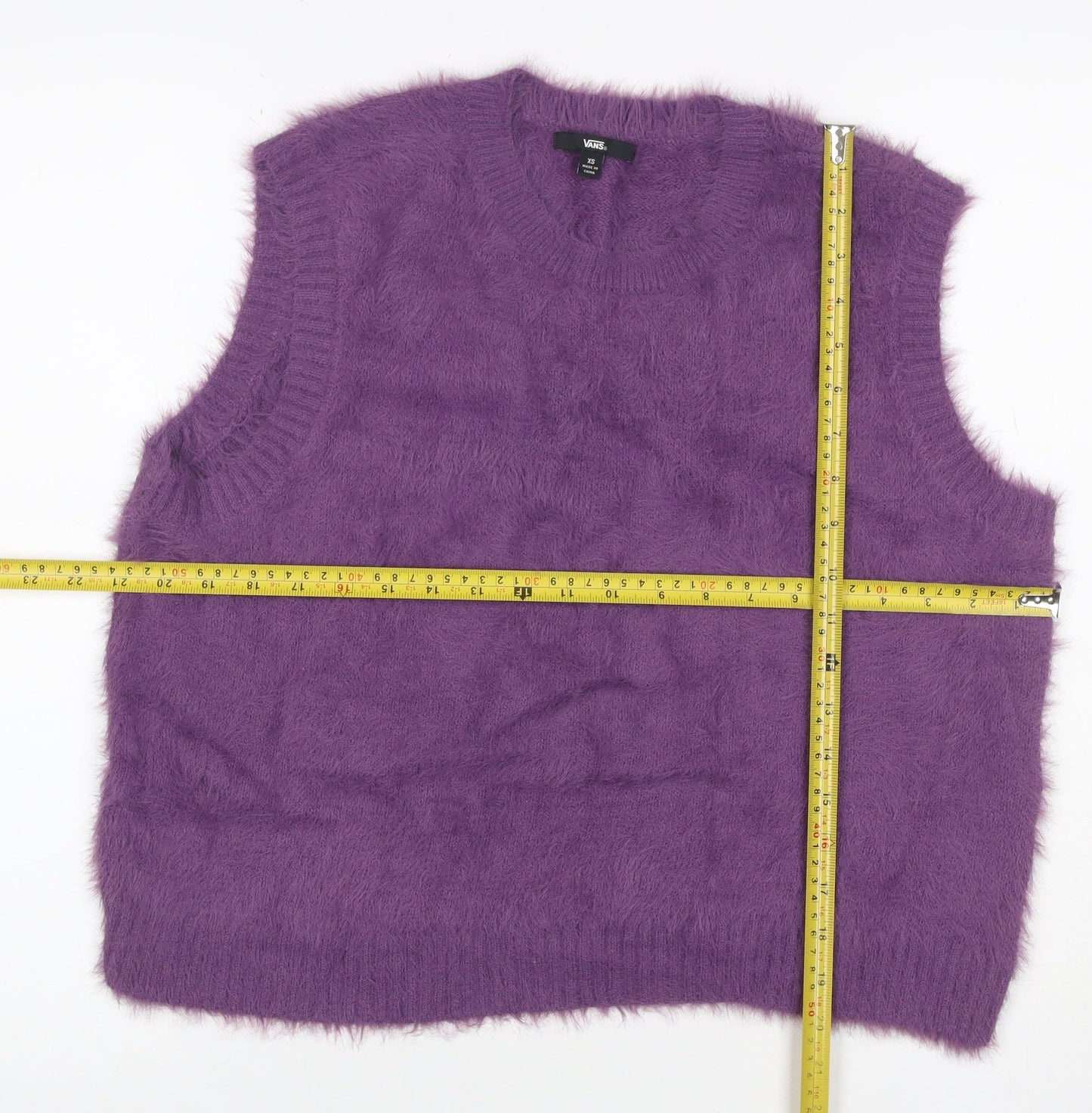 Vans Women’s Purple XS V-Neck Sleeveless Fuzzy Knit Jumper Vest