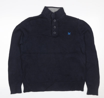 Crew Clothing Co. Men’s Blue M Cotton High Neck Henley Jumper