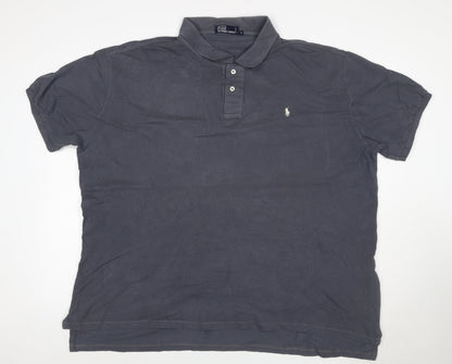Ralph Lauren Mens Grey Cotton Logo Short Sleeve Polo Shirt L
