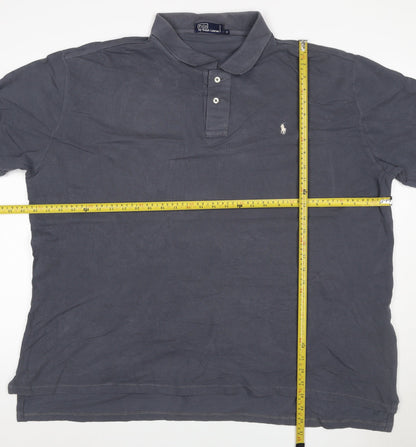 Ralph Lauren Mens Grey Cotton Logo Short Sleeve Polo Shirt L