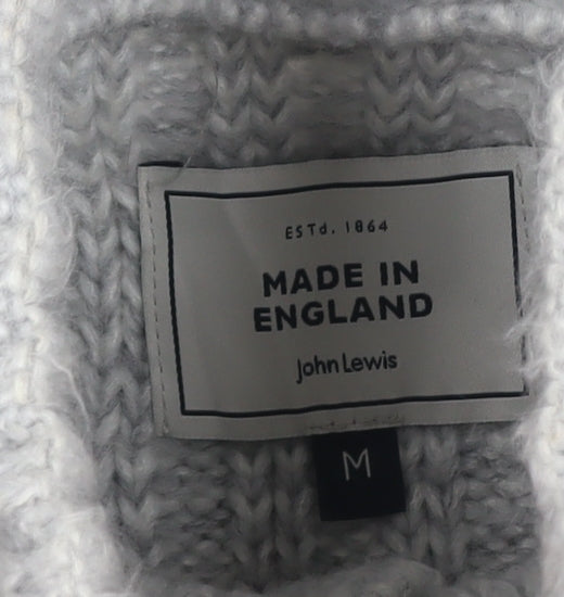John Lewis Men Grey M Chunky Knit High Neck Button Henley Jumper