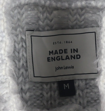 John Lewis Men Grey M Chunky Knit High Neck Button Henley Jumper