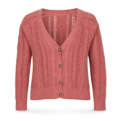 Fat Face Women’s Pink UK 12 Cable Knit V-Neck Cardigan