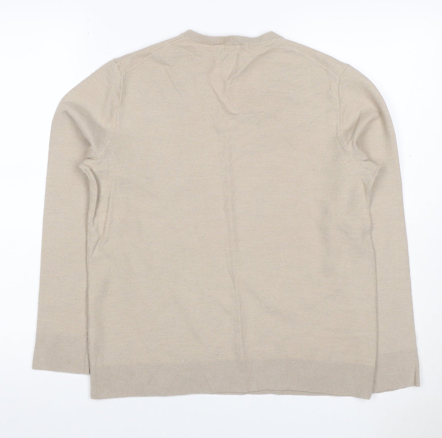 Polo Ralph Lauren Men’s Beige L Slim Fit Cashmere Wool V-Neck Jumper
