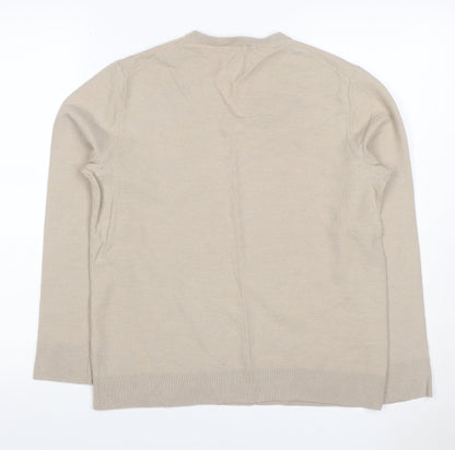 Polo Ralph Lauren Men’s Beige L Slim Fit Cashmere Wool V-Neck Jumper