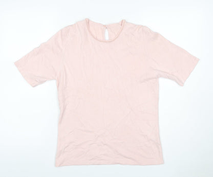 Marks & Spencer Women Pink UK 12 Beaded Round Neck Knit Jumper