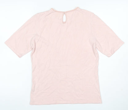 Marks & Spencer Women Pink UK 12 Beaded Round Neck Knit Jumper