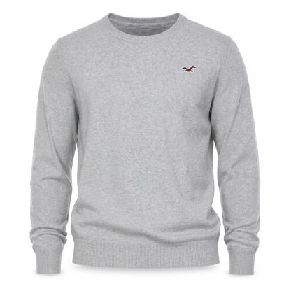Hollister Men Grey M Crew Neck Logo Cotton Blend Pullover Jumper