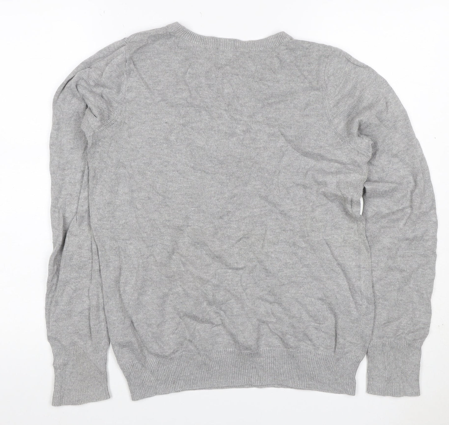 Hollister Men Grey M Crew Neck Logo Cotton Blend Pullover Jumper