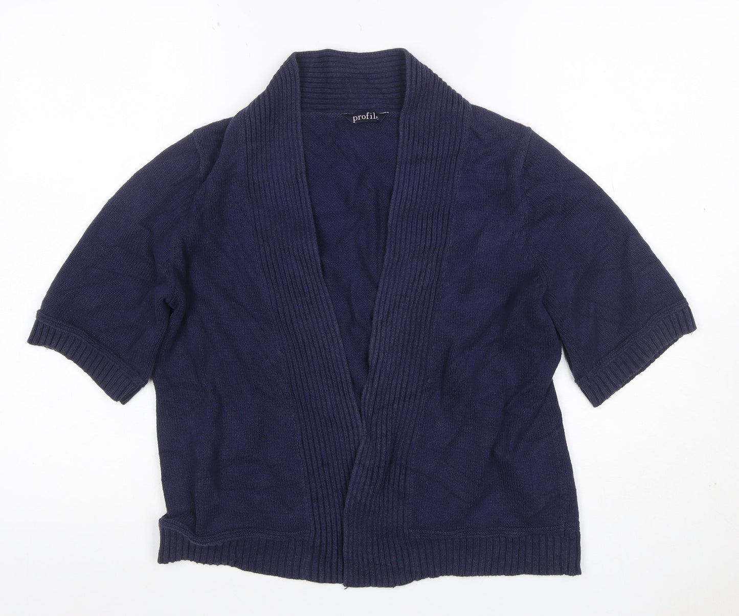 BHS Profile Women’s Blue Open Knit Short Sleeve Cardigan UK 14
