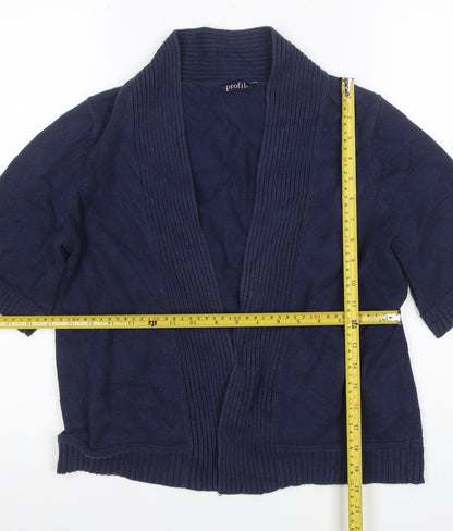 BHS Profile Women’s Blue Open Knit Short Sleeve Cardigan UK 14