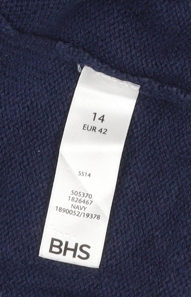 BHS Profile Women’s Blue Open Knit Short Sleeve Cardigan UK 14