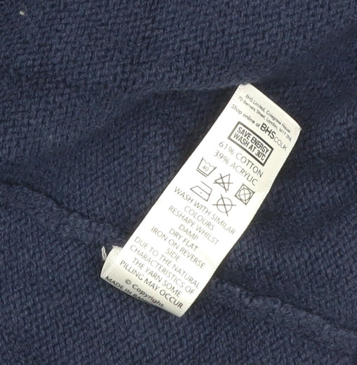 BHS Profile Women’s Blue Open Knit Short Sleeve Cardigan UK 14