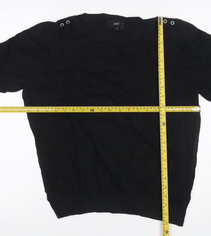 Next Women Black UK 18 Puff Sleeve Crew Neck Knit Top