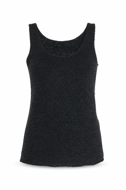 Front view of Byhami Women's Black UK 6 Sleeveless Scoop Neck Knit Tank Top