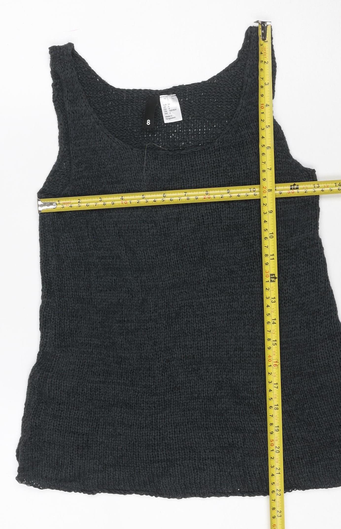 Byhami Women's Black UK 6 Sleeveless Scoop Neck Knit Tank Top