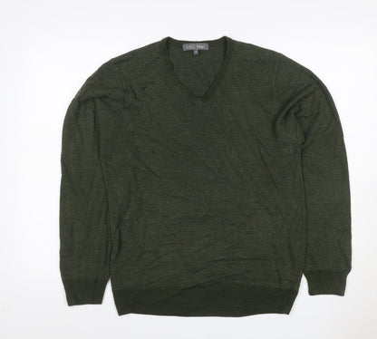 Marks and Spencer Men Green M V-Neck Acrylic Knit Pullover Jumper