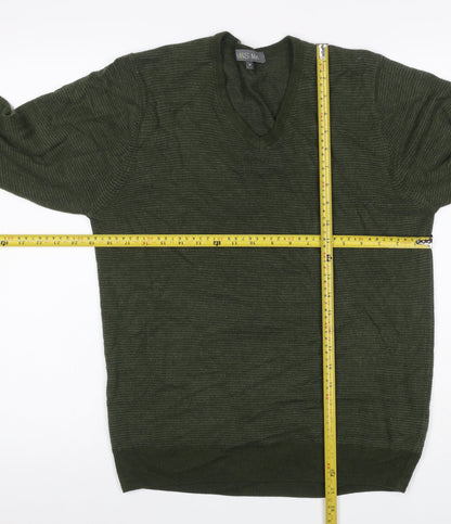 Marks and Spencer Men Green M V-Neck Acrylic Knit Pullover Jumper