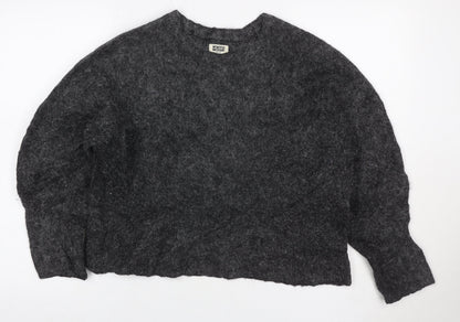 Weekday Women Grey M Mohair Alpaca Knit Crew Neck Jumper