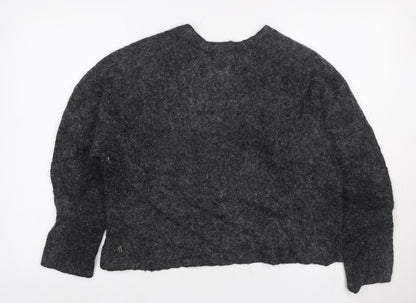 Weekday Women Grey M Mohair Alpaca Knit Crew Neck Jumper