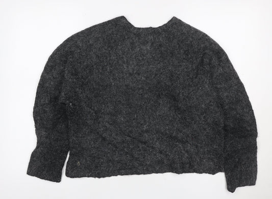 Weekday Women Grey M Mohair Alpaca Knit Crew Neck Jumper