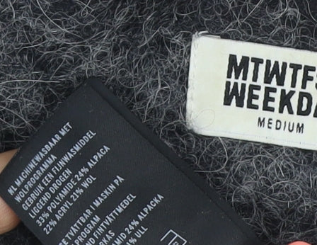 Weekday Women Grey M Mohair Alpaca Knit Crew Neck Jumper