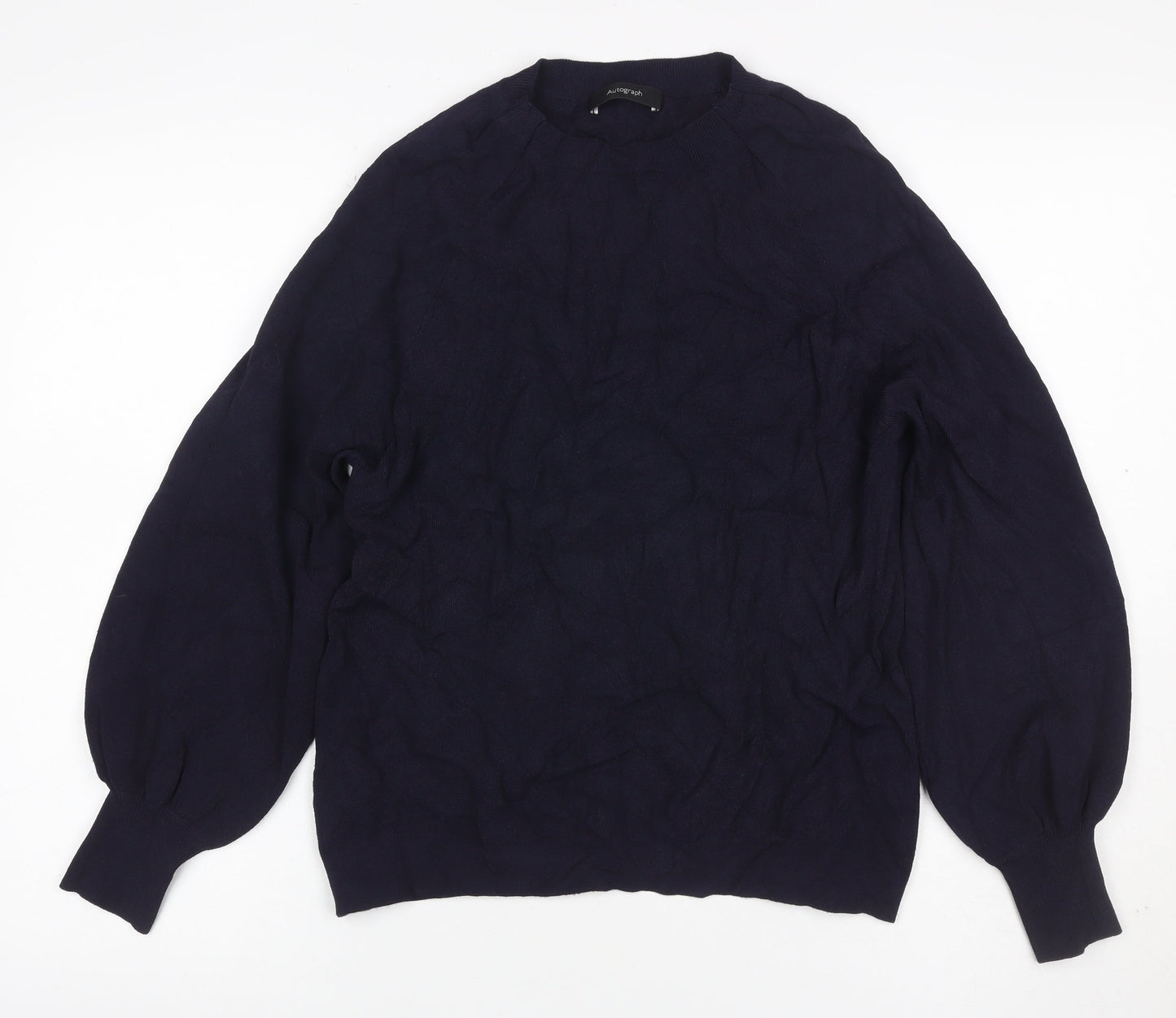 Autograph Women’s Blue UK 10 Balloon Sleeve Crew Neck Pullover Jumper