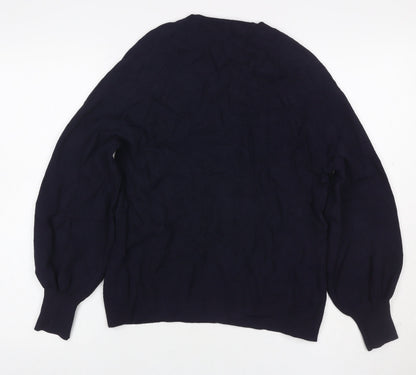 Autograph Women’s Blue UK 10 Balloon Sleeve Crew Neck Pullover Jumper