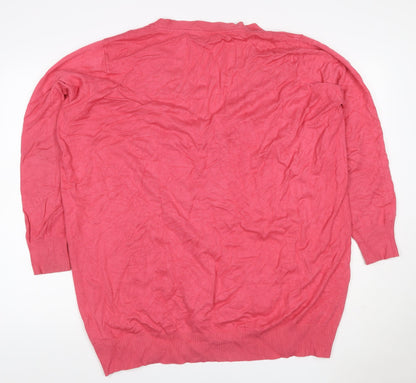 Capsule Women’s Pink UK 14 V-Neck Button Pocket Knit Cardigan