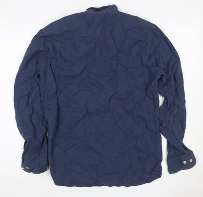 Selected Homme Men’s Blue 16 Slim Cotton Button-Down Long Sleeve Shirt