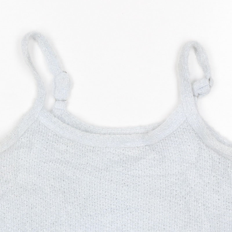 Hollister Women Blue M Cropped Knit Adjustable Strap Tank Top