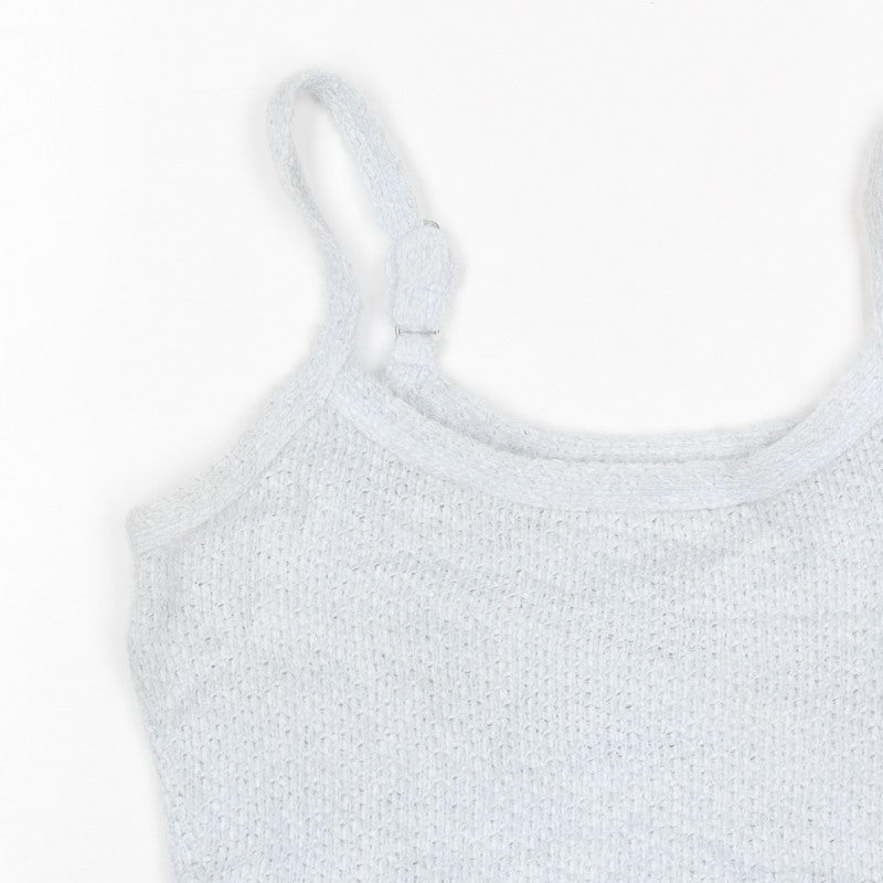 Hollister Women Blue M Cropped Knit Adjustable Strap Tank Top