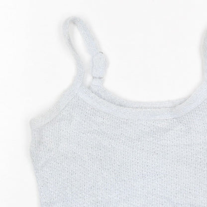 Hollister Women Blue M Cropped Knit Adjustable Strap Tank Top